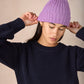 IrelandsEye Knitwear Ribbed Merino Hat Lilac Marl 