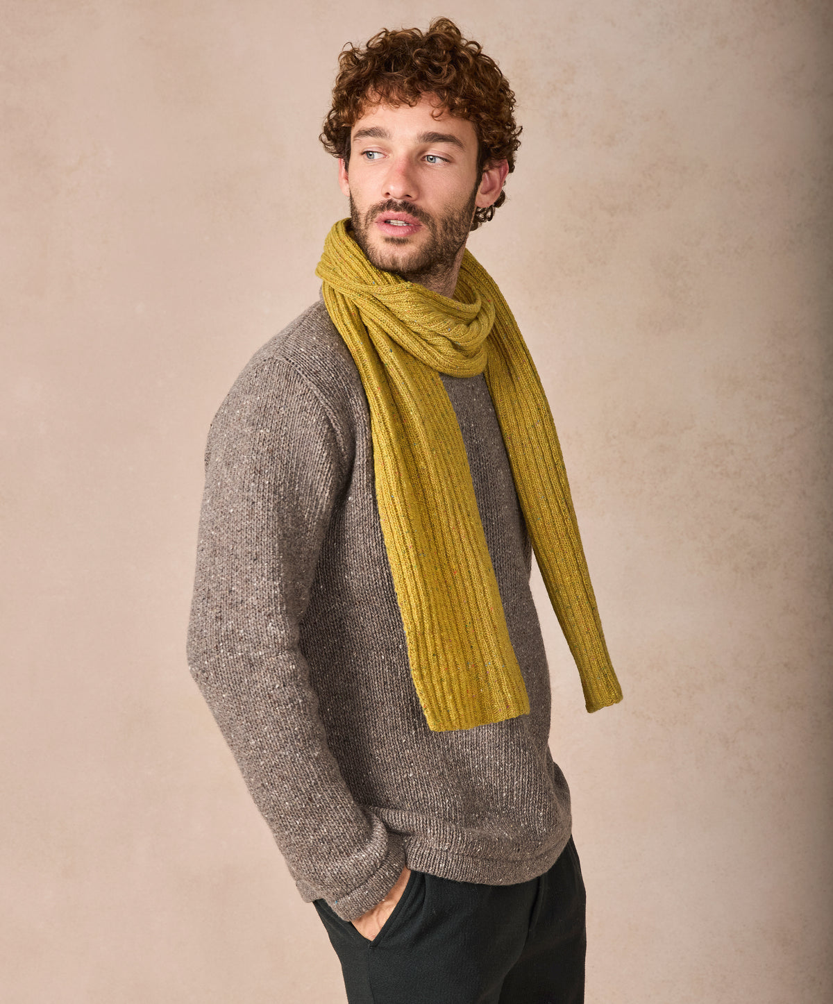 IrelandsEye Knitwear Luxe Ribbed Scarf Lichen