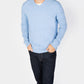 Easy Care V Neck Wool Sweater Skyline Blue