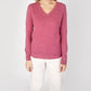 IrelandsEye Knitwear Luxe Touch Wool V Neck Sweater Dried Rose