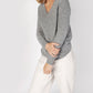 IrelandsEye Knitwear Luxe Touch Wool V Neck Sweater Grey Smoke