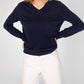 IrelandsEye Knitwear Luxe Touch Wool V Neck Sweater Navy\