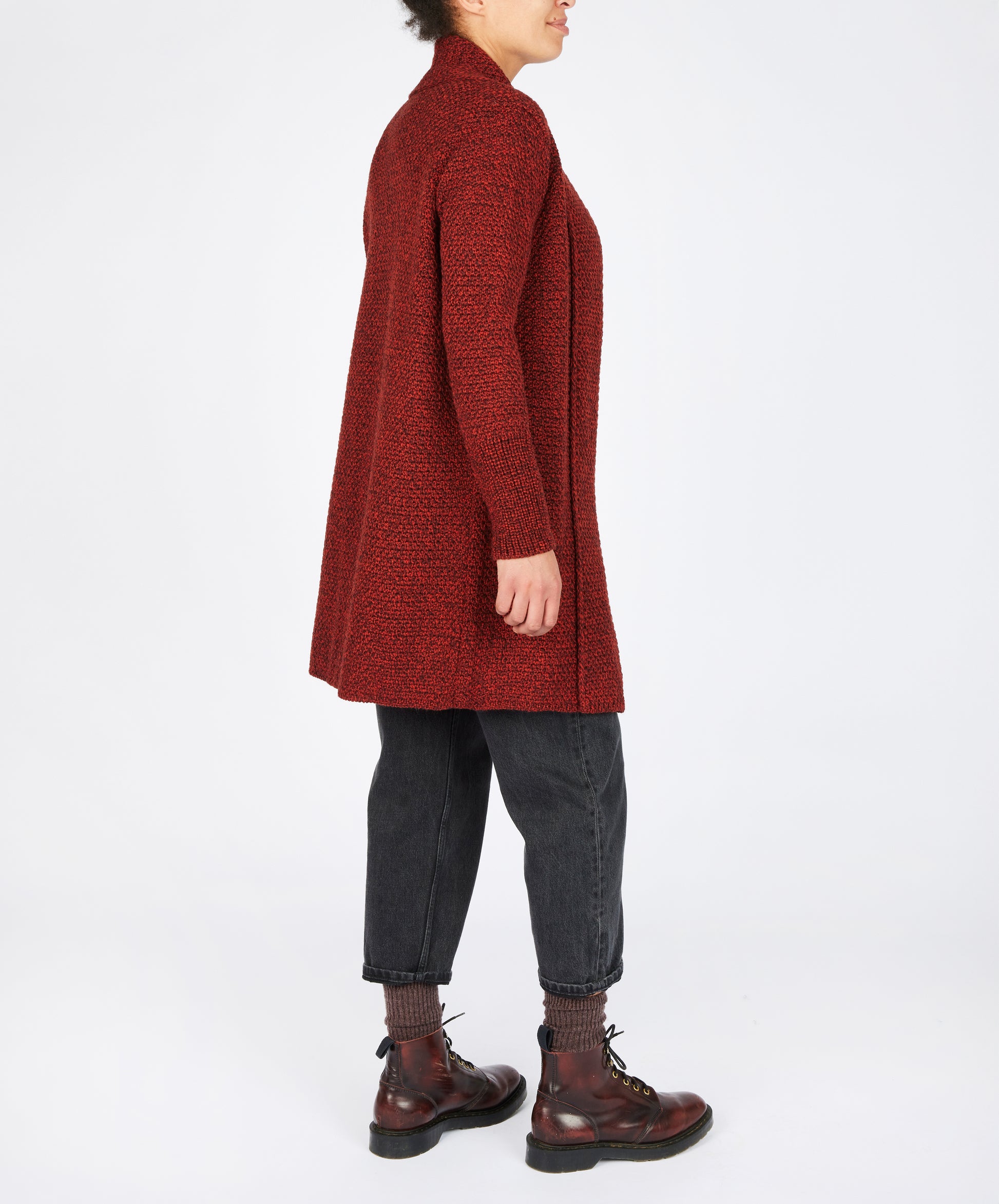 IrelandsEye Knitwear Kilcoole Textured Coatigan Sable Marl