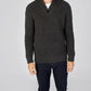 IrelandsEye Knitwear Reefer Ribbed Zip Neck Sweater in Graphite