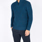 IrelandsEye Knitwear Reefer Ribbed Zip Neck Sweater Petrol Marl