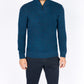 IrelandsEye Knitwear Reefer Ribbed Zip Neck Sweater Petrol Marl