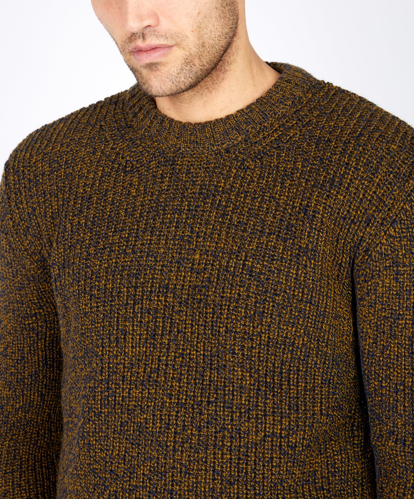 IrelandsEye Knitwear Crosshaven Ribbed Crew Neck Sweater Desert Marl