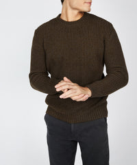 The Crosshaven Merino Ribbed Crew Neck Sweater Forest Marl
