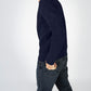 IrelandsEye Knitwear Crosshaven Ribbed Crew Neck Sweater Navy Marl