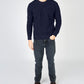 IrelandsEye Knitwear Crosshaven Ribbed Crew Neck Sweater Navy Marl