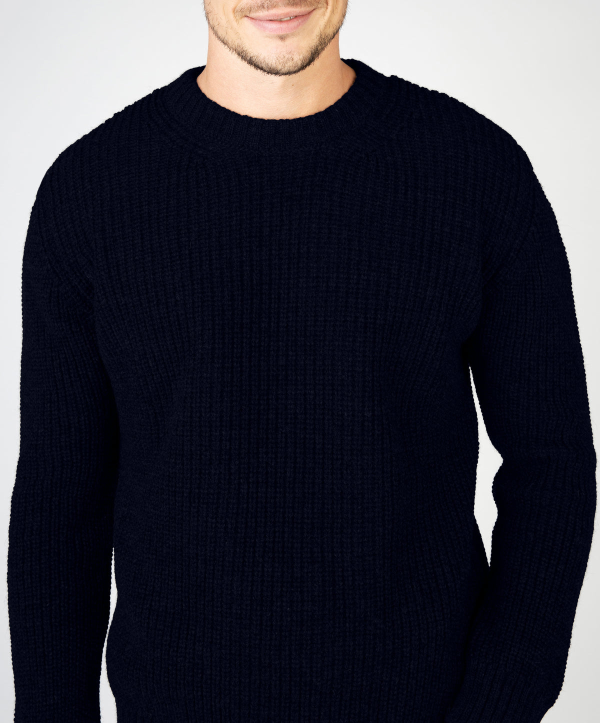 IrelandsEye Knitwear Crosshaven Ribbed Crew Neck Sweater Navy