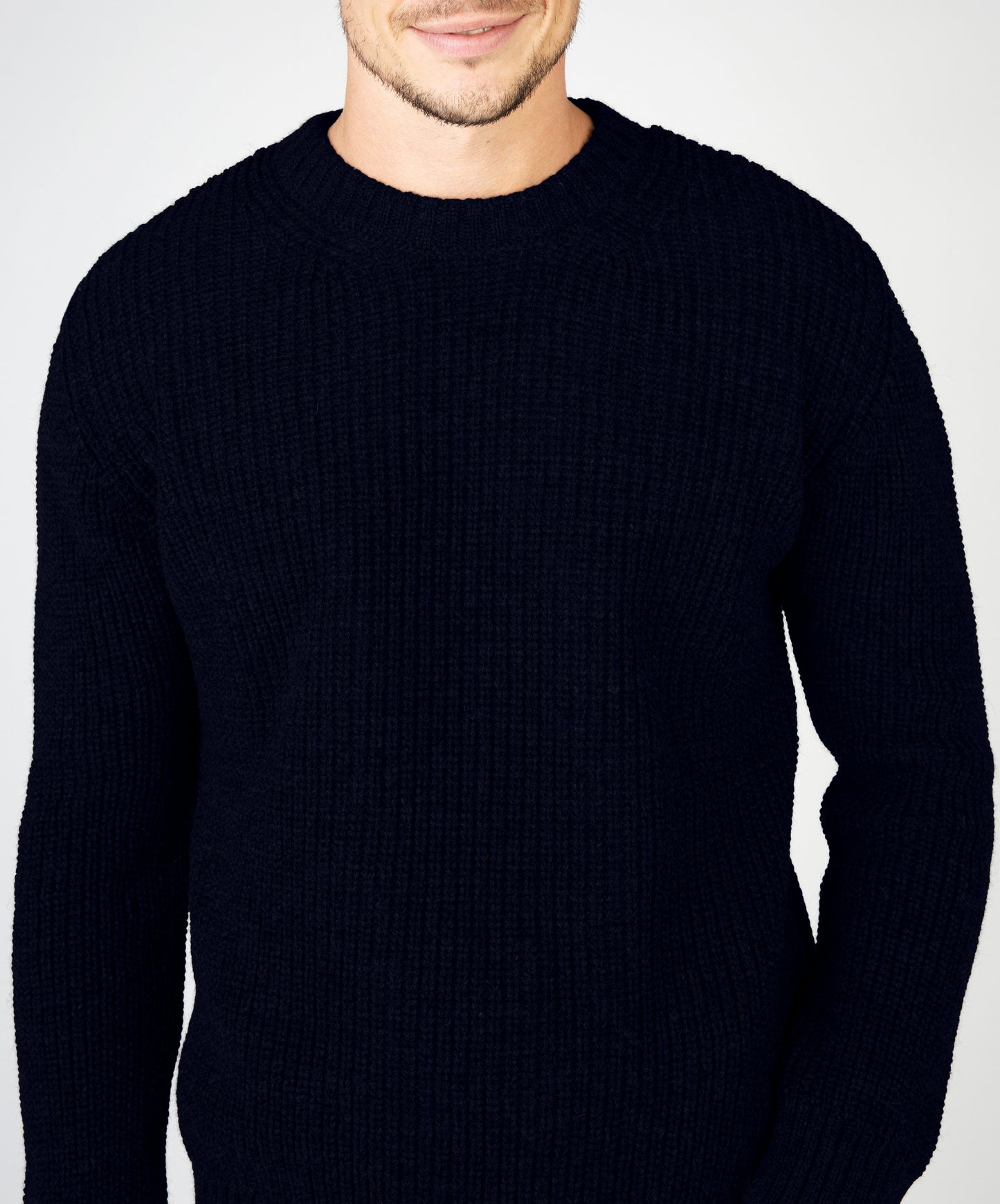 IrelandsEye Knitwear Crosshaven Ribbed Crew Neck Sweater Navy