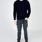 IrelandsEye Knitwear Crosshaven Ribbed Crew Neck Sweater Navy