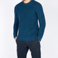 IrelandsEye Knitwear Crosshaven Ribbed Crew Neck Sweater Petrol Marl