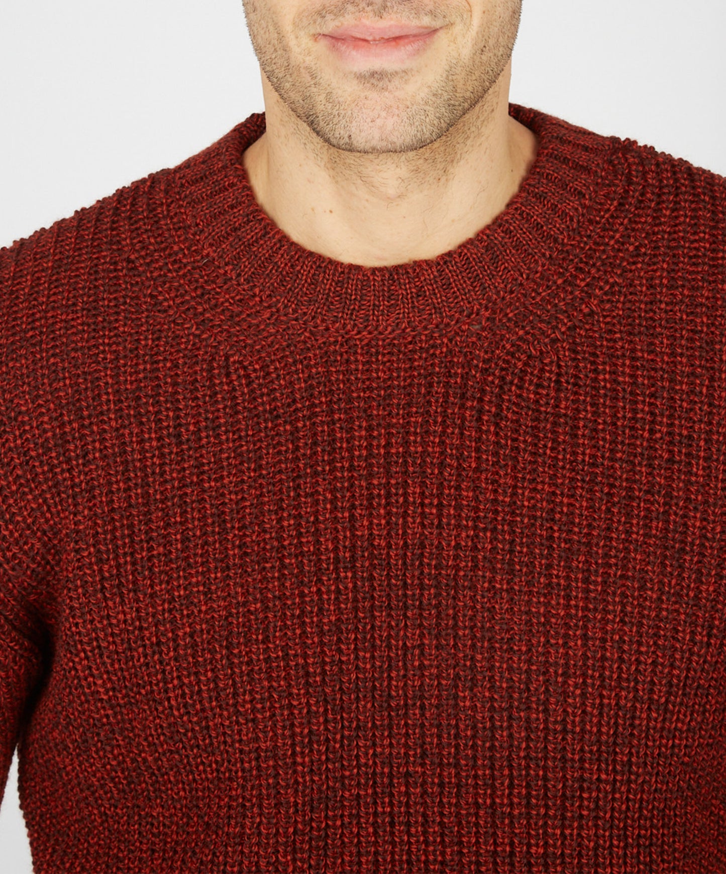 IrelandsEye Knitwear Crosshaven Ribbed Crew Neck Sweater Sable Marl