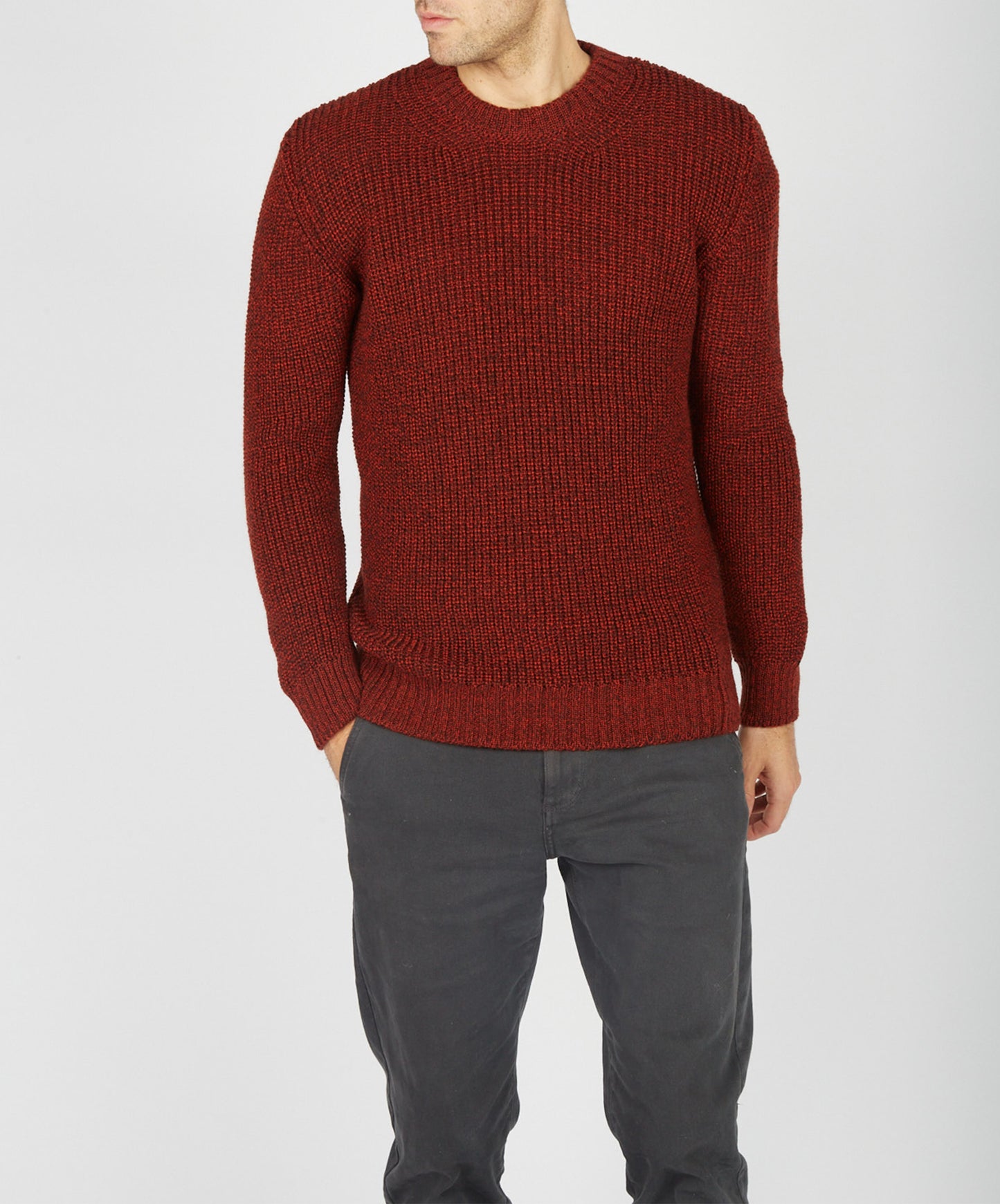 IrelandsEye Knitwear Crosshaven Ribbed Crew Neck Sweater Sable Marl