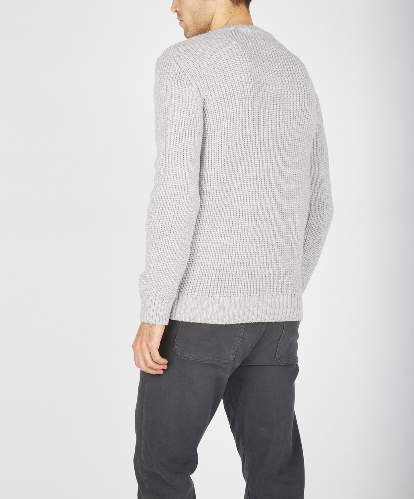 IrelandsEye Knitwear Crosshaven Ribbed Crew Neck Sweater Silver Marl