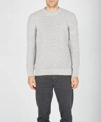 The Crosshaven Merino Ribbed Crew Neck Sweater Silver Marl