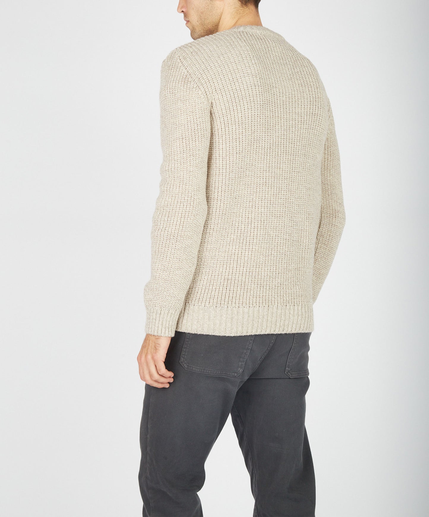 IrelandsEye Knitwear Crosshaven Ribbed Crew Neck Sweater Stone Marl