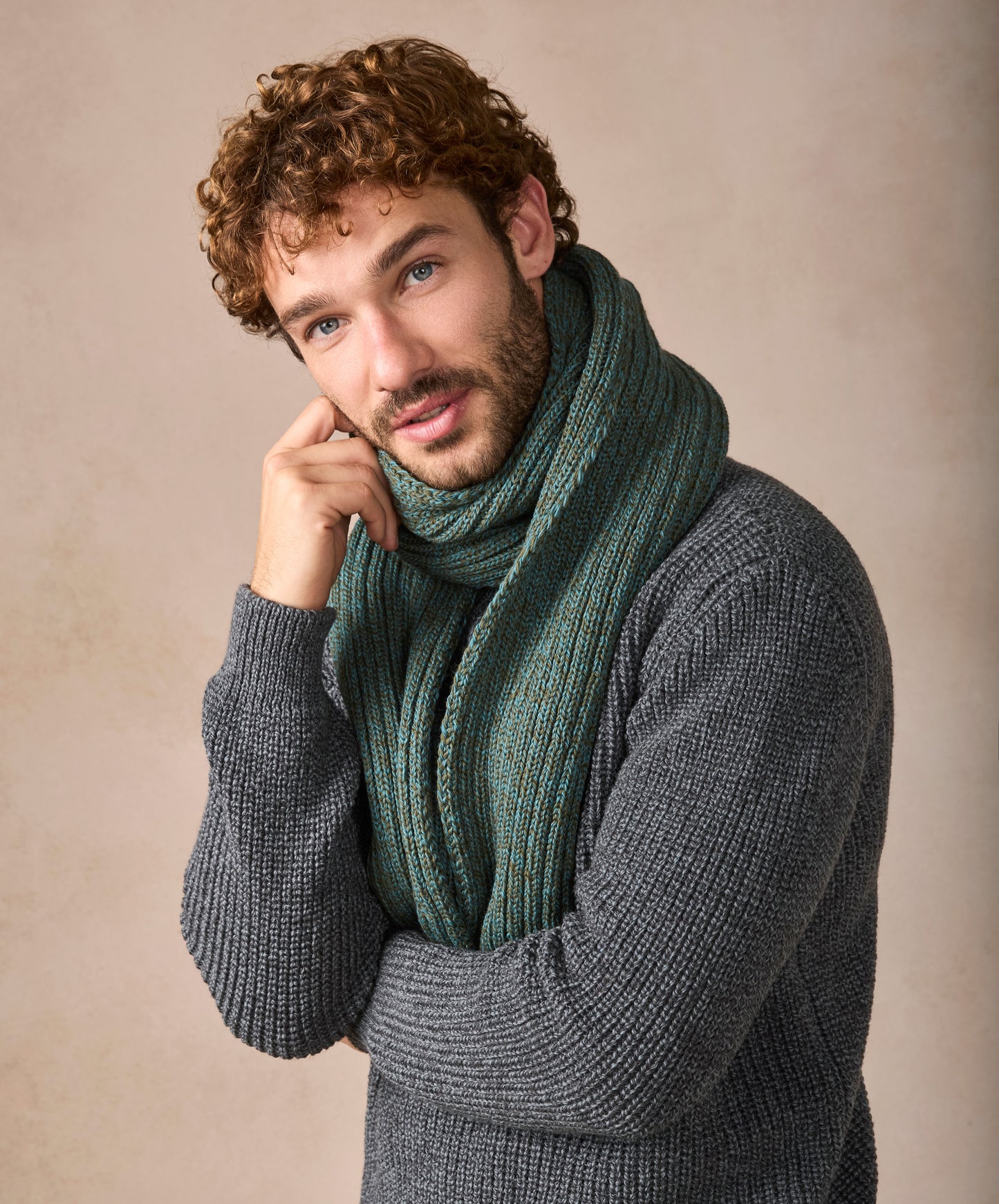 IrelandsEye Knitwear Ribbed Merino Scarf Fern Marl 