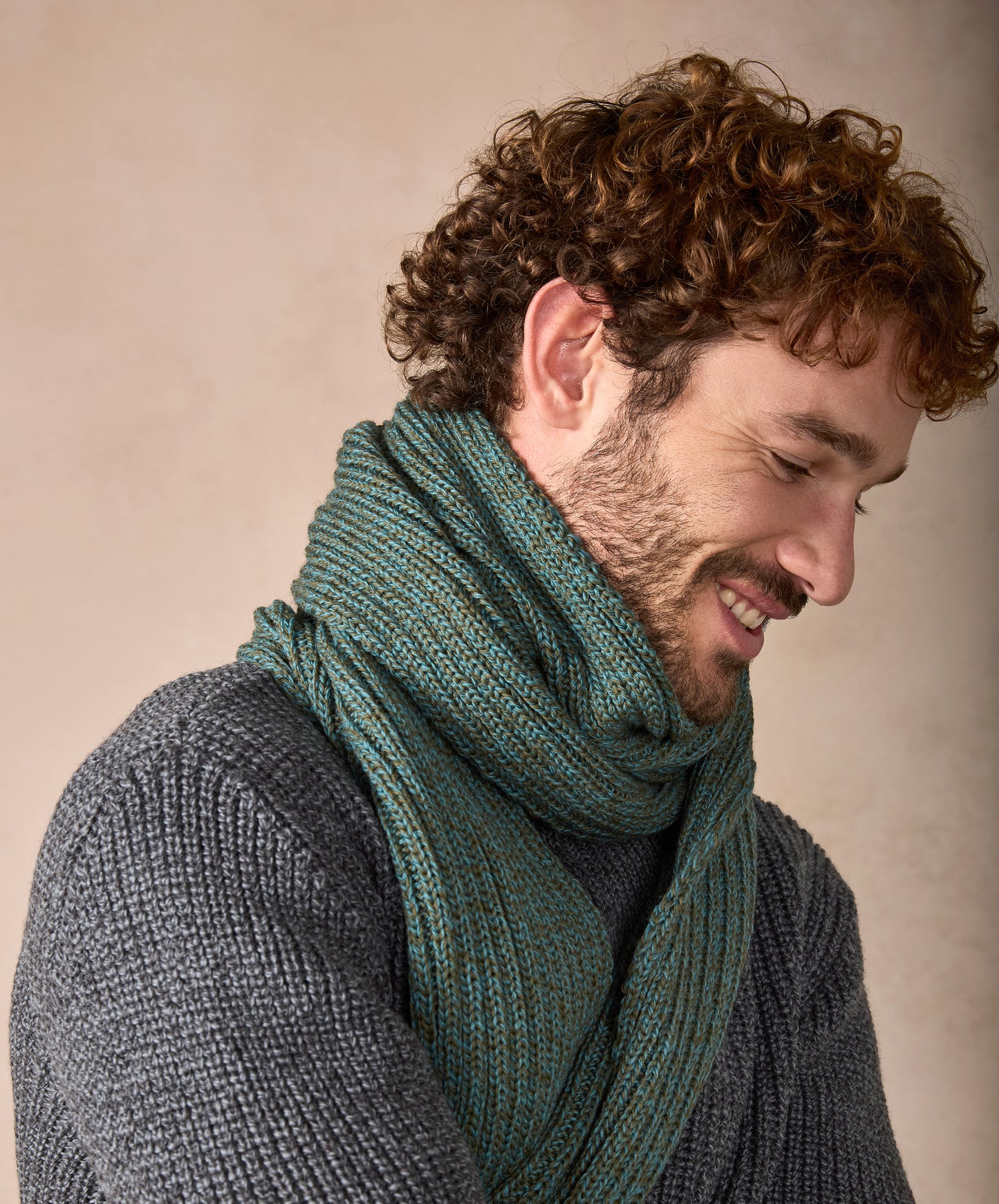 IrelandsEye Knitwear Ribbed Merino Scarf Fern Marl 