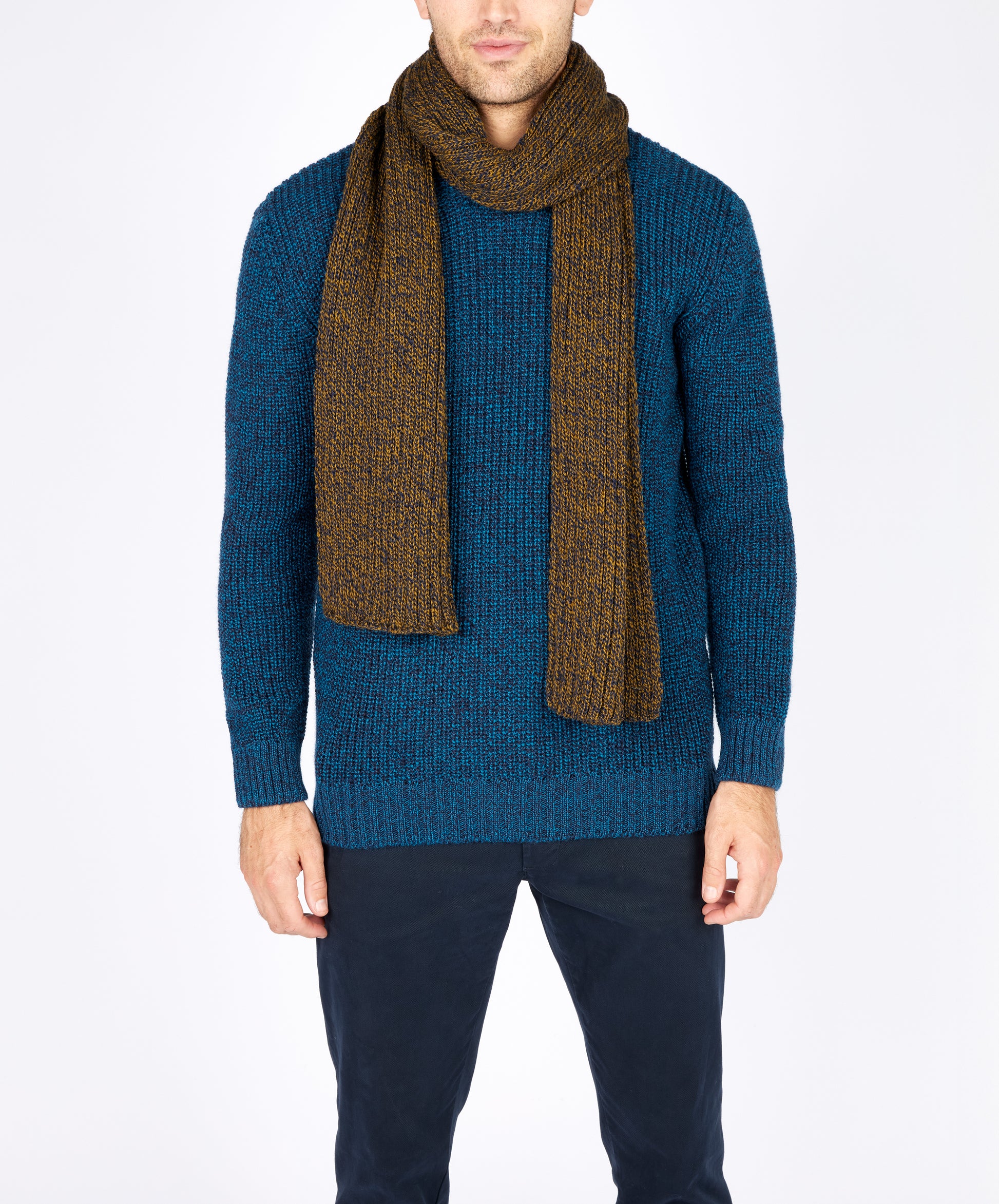 IrelandsEye Knitwear Ribbed Merino Scarf Desert Marl