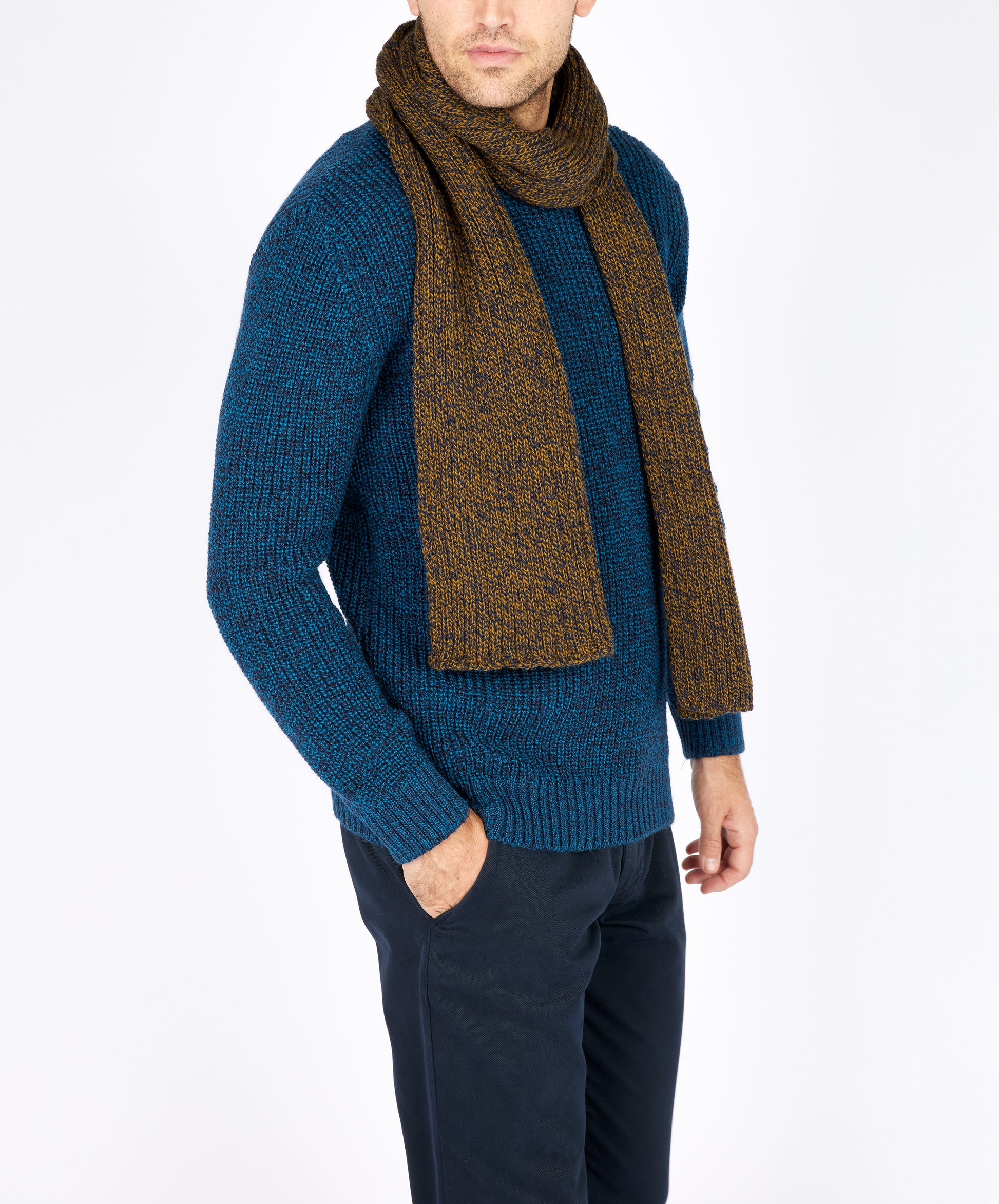 IrelandsEye Knitwear Ribbed Merino Scarf Desert Marl