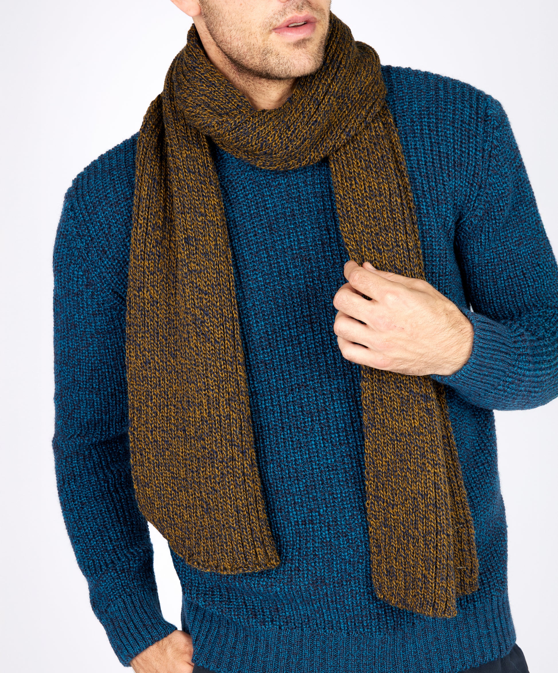 IrelandsEye Knitwear Ribbed Merino Scarf Desert Marl