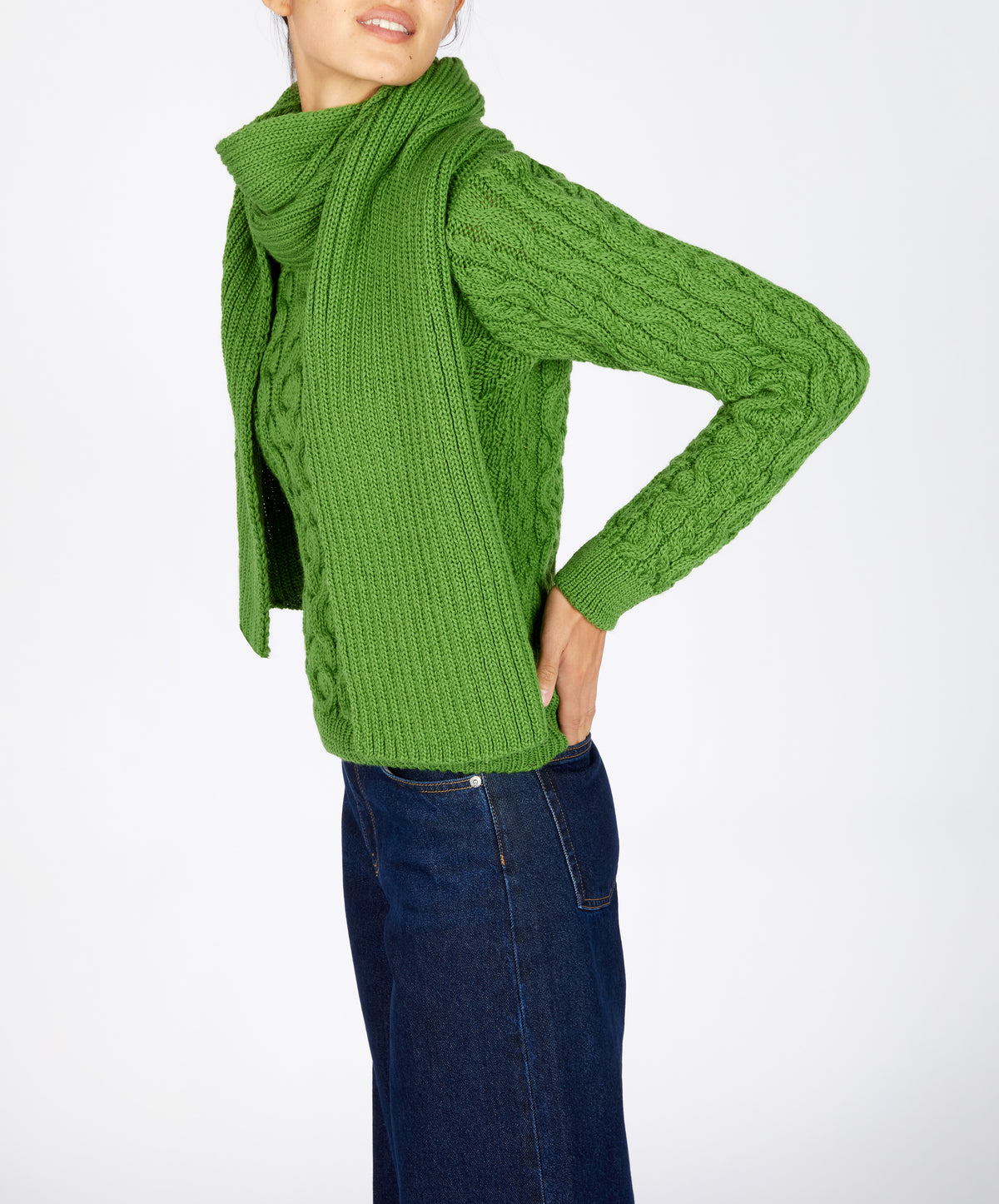 IrelandsEye Knitwear Ribbed Merino Scarf Moss