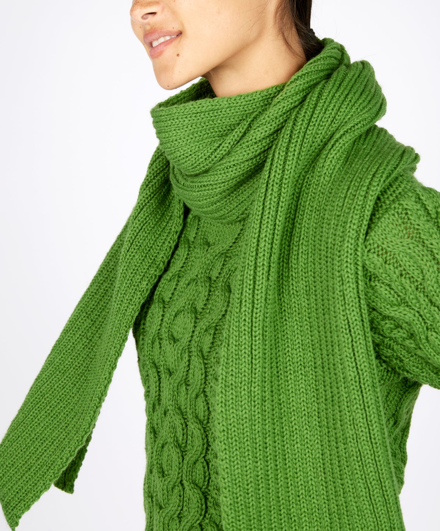 IrelandsEye Knitwear Ribbed Merino Scarf Moss