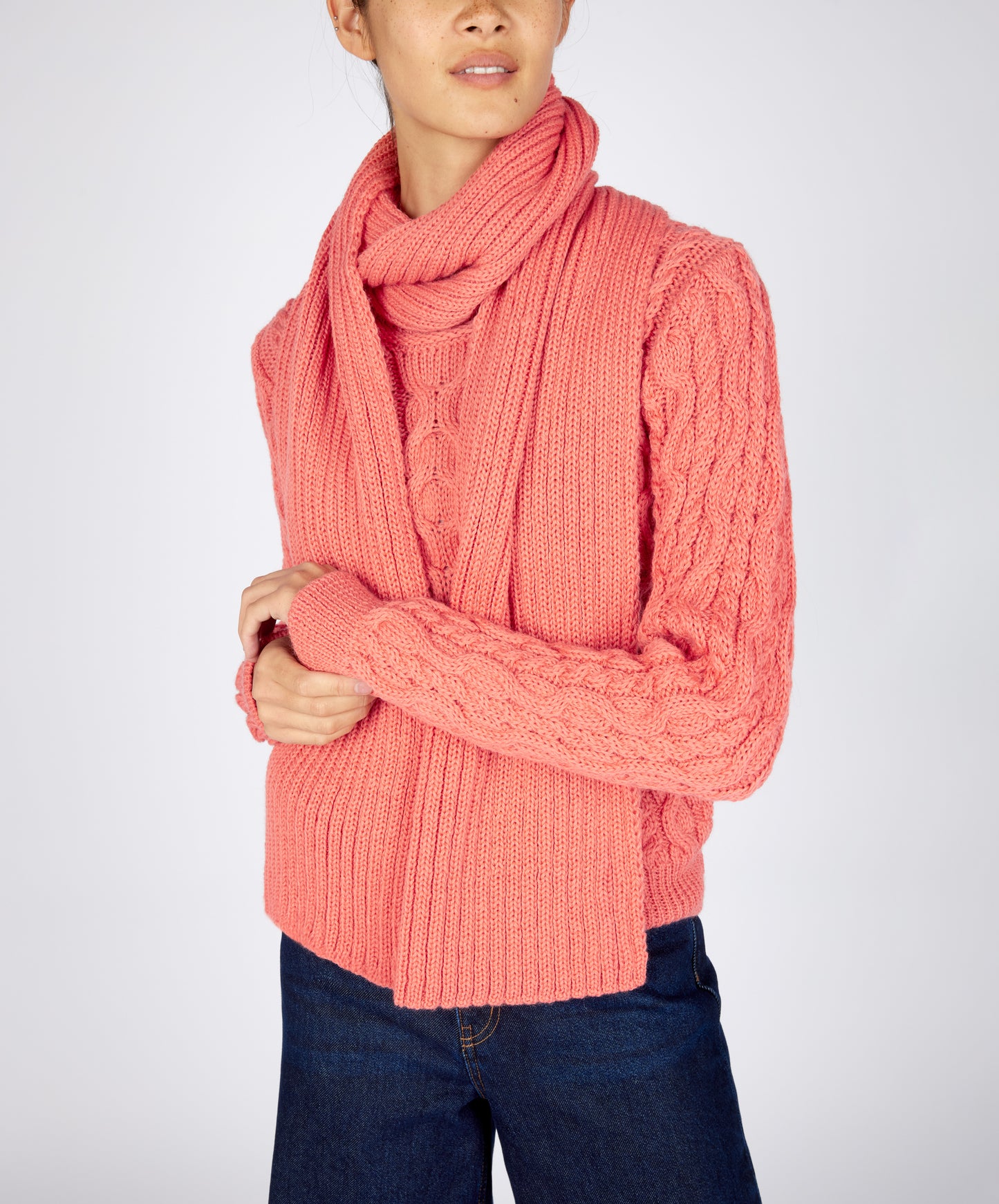 IrelandsEye Knitwear Ribbed Merino Scarf Salmon