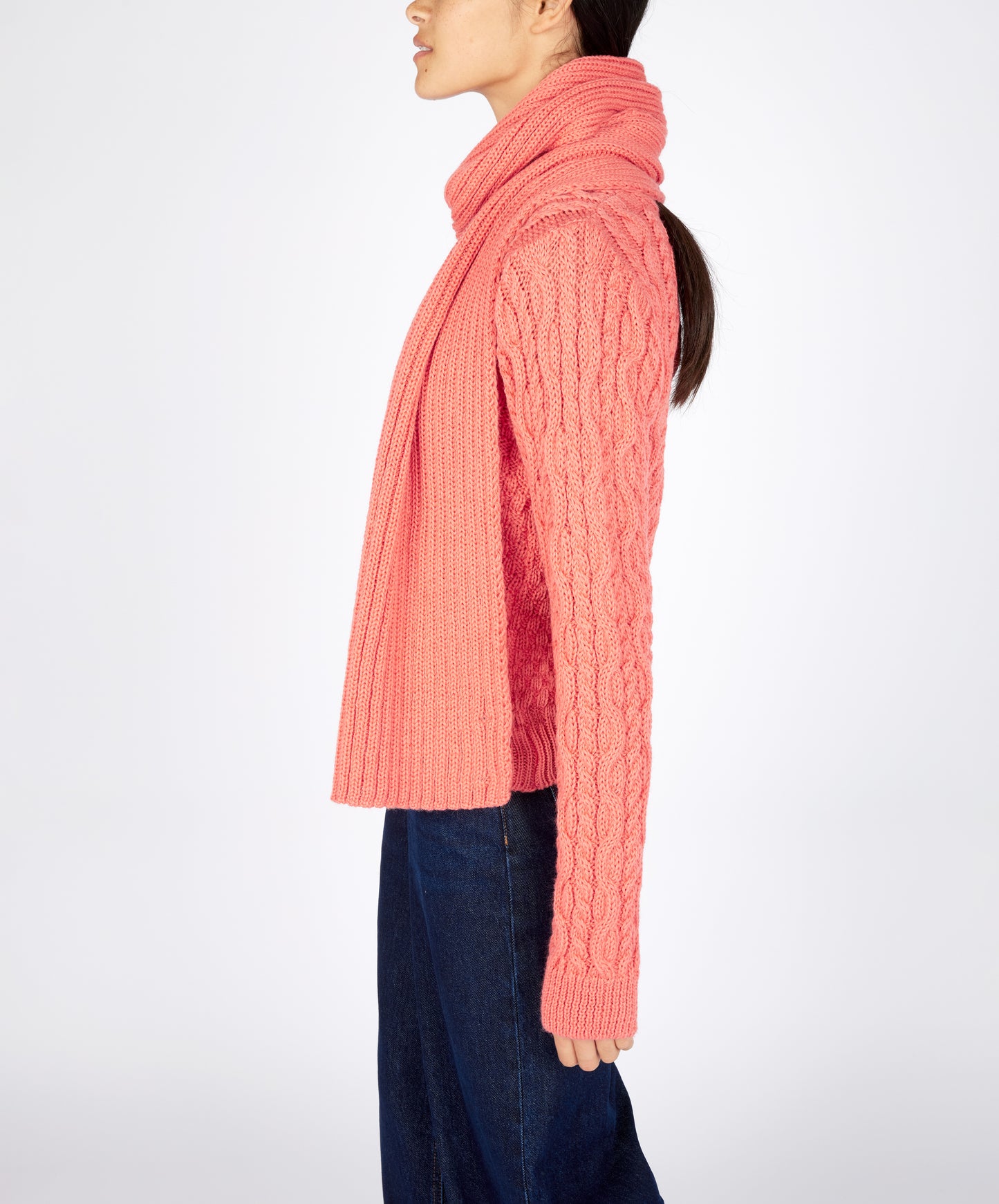 IrelandsEye Knitwear Ribbed Merino Scarf Salmon