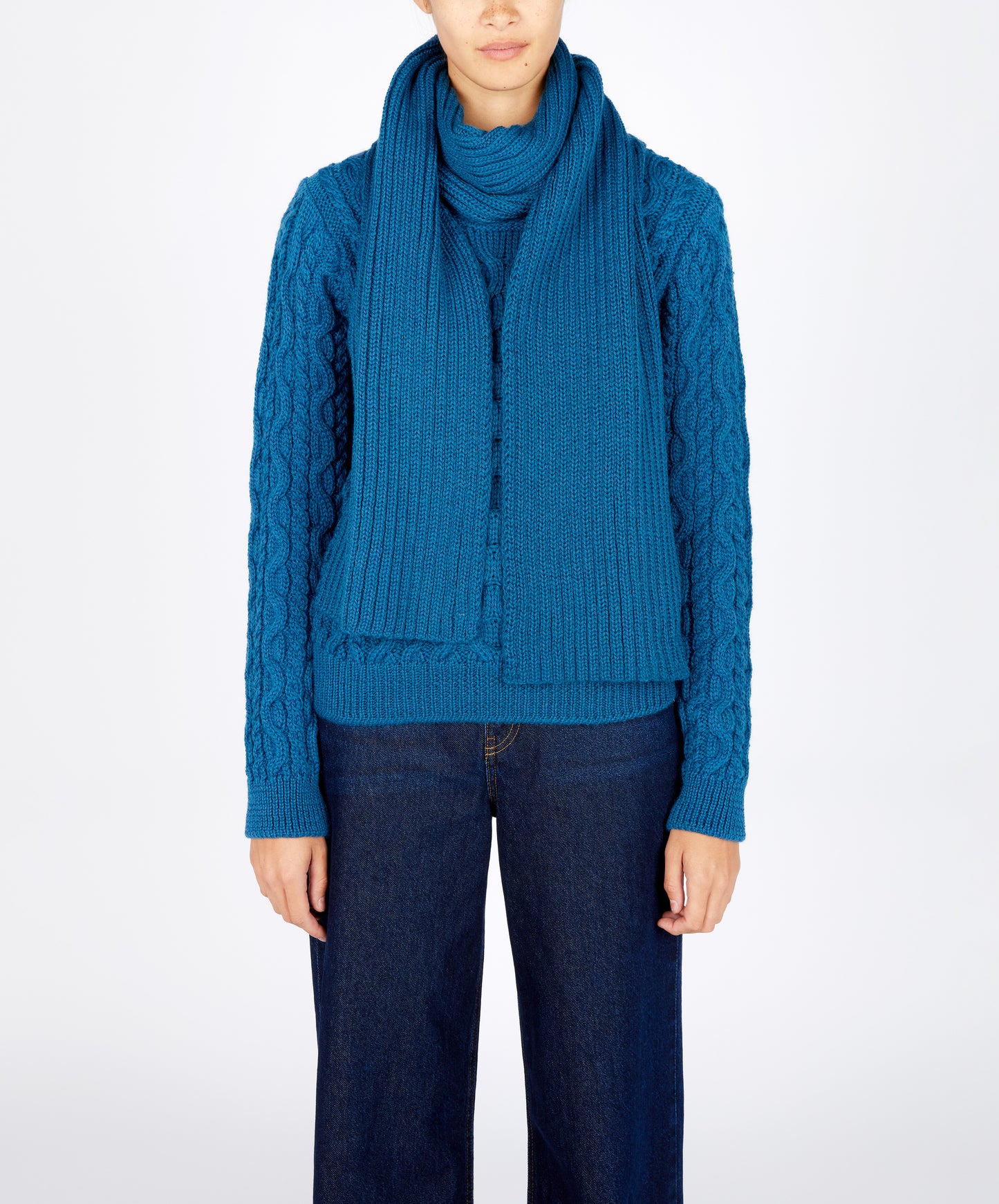 IrelandsEye Knitwear Ribbed Merino Scarf Sapphire Marl