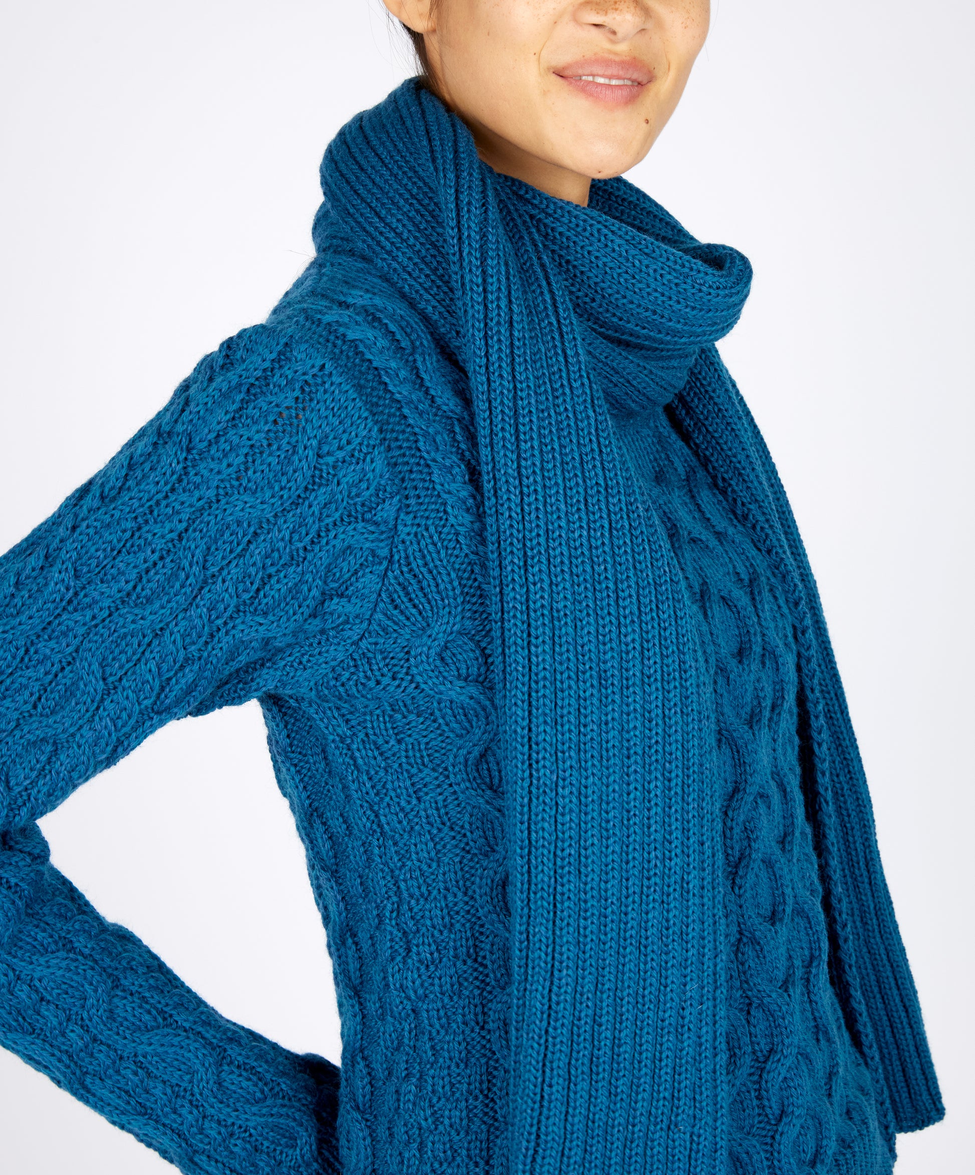 IrelandsEye Knitwear Ribbed Merino Scarf Sapphire Marl
