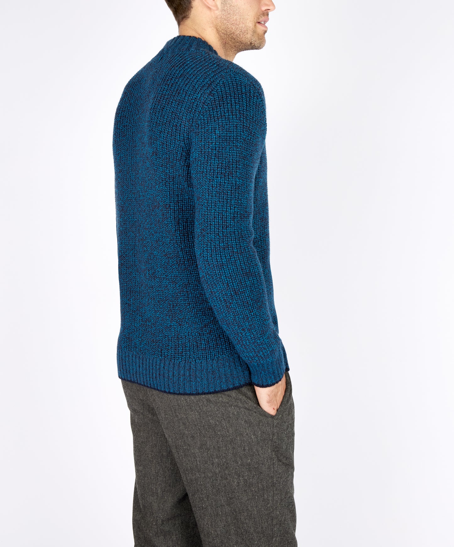 IrelandsEye Knitwear Rockbrook Zipped Ribbed Cardigan Petrol Marl