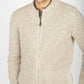 IrelandsEye Knitwear Rockbrook Zipped Ribbed Cardigan Stone Marl