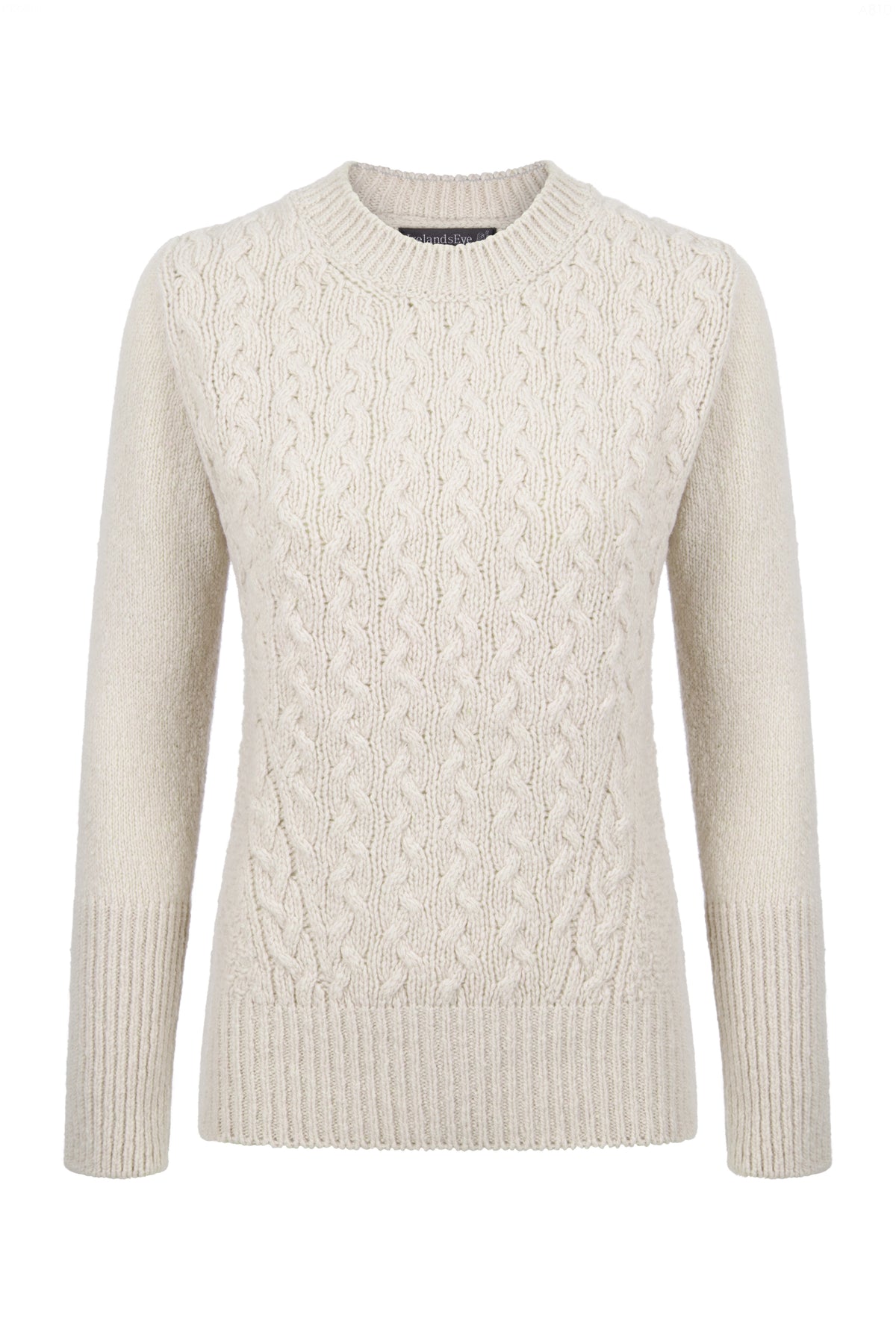 Pull Kilcrea à col rond et torsadés, couleur Chalkstone