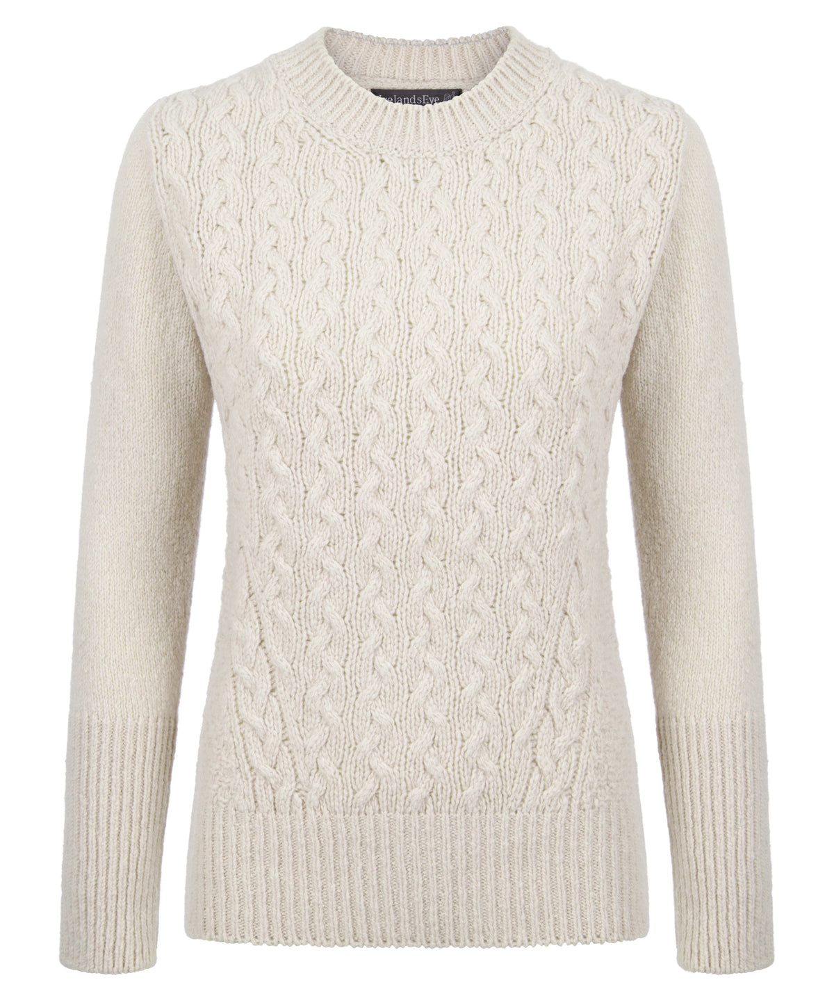 The Kilcrea Cashmere Cable Round Neck Sweater Chalkstone