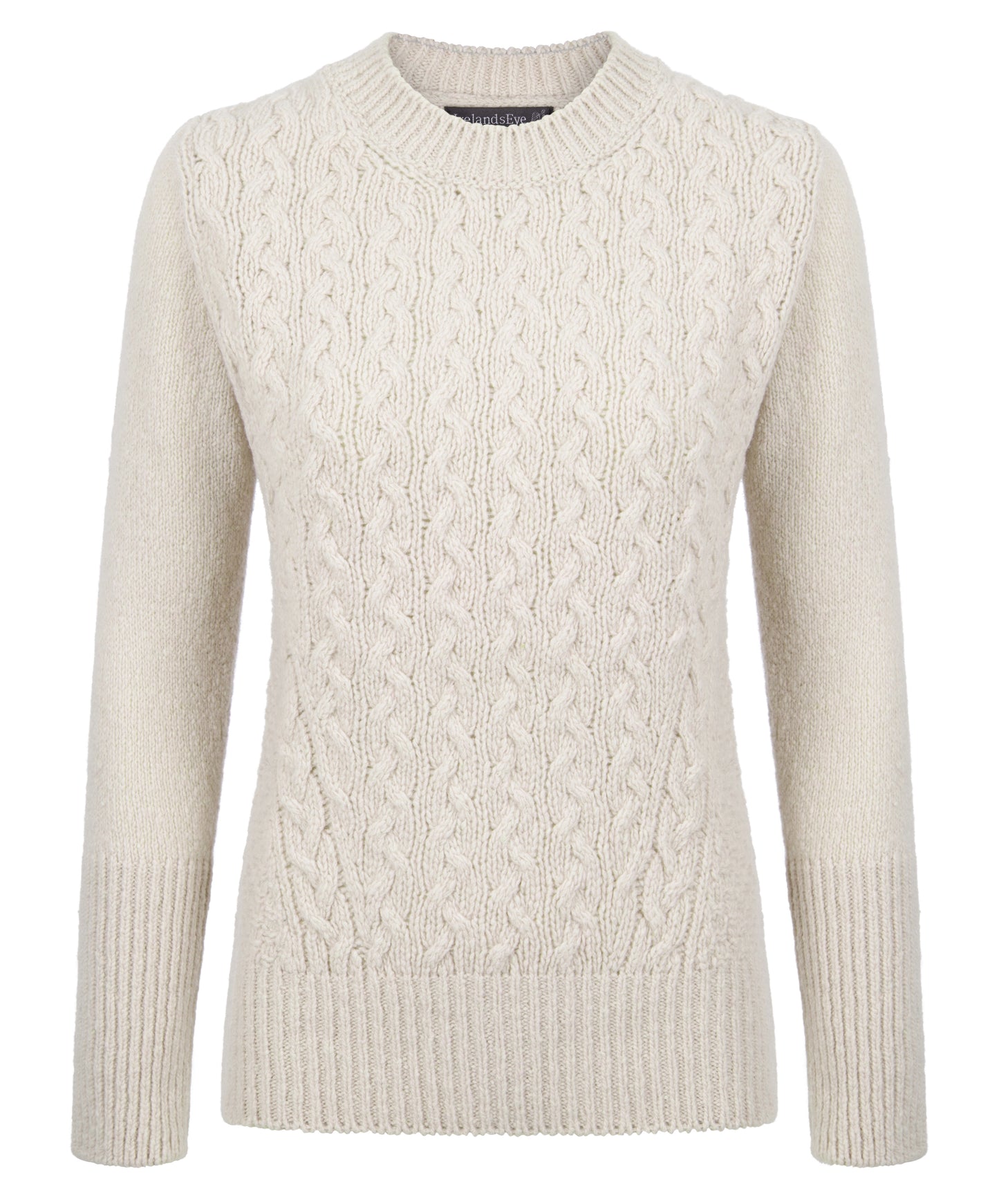 The Kilcrea Cashmere Cable Round Neck Sweater Chalkstone