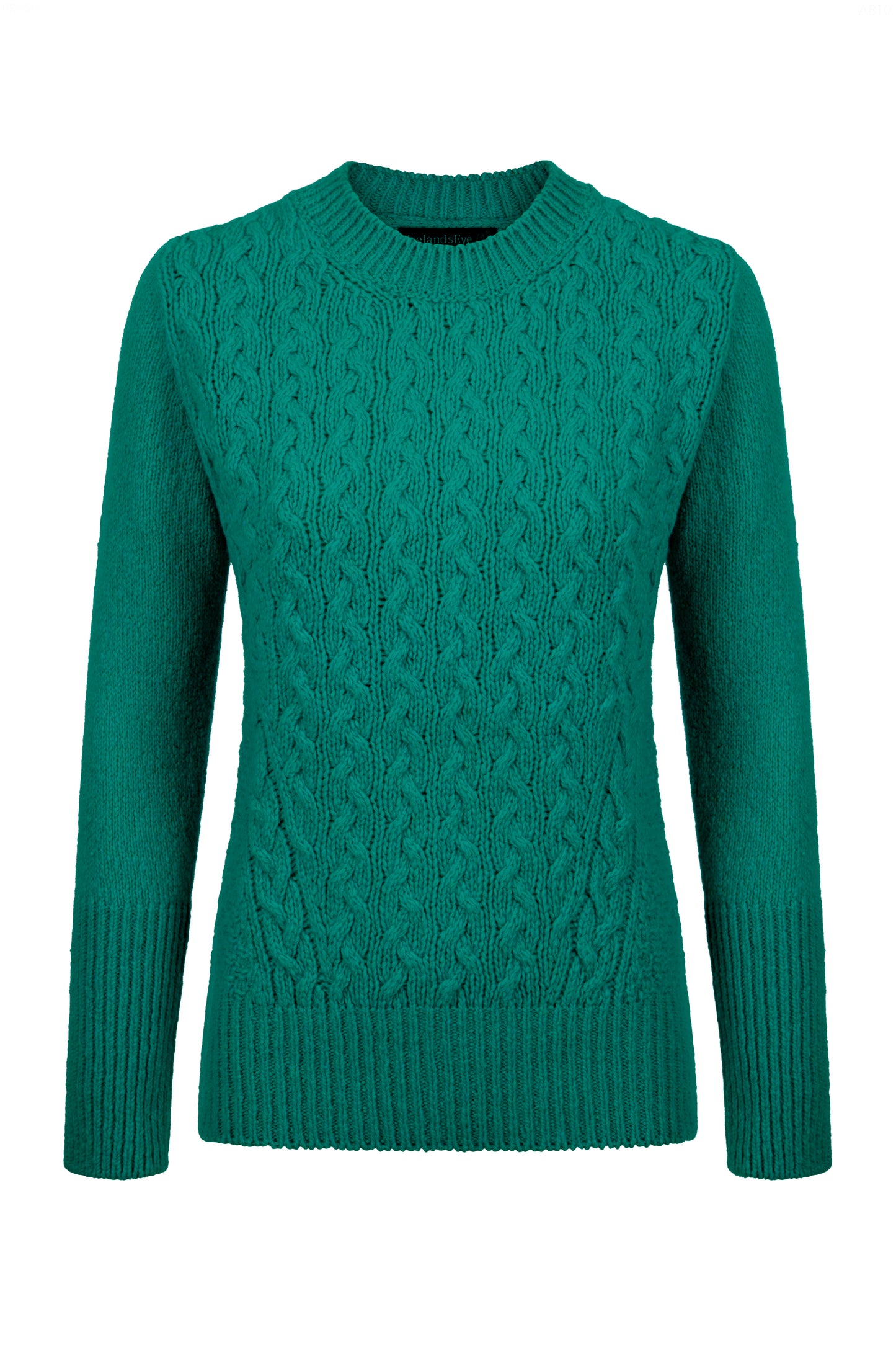 Kilcrea Cable Round Neck Sweater Green Garden