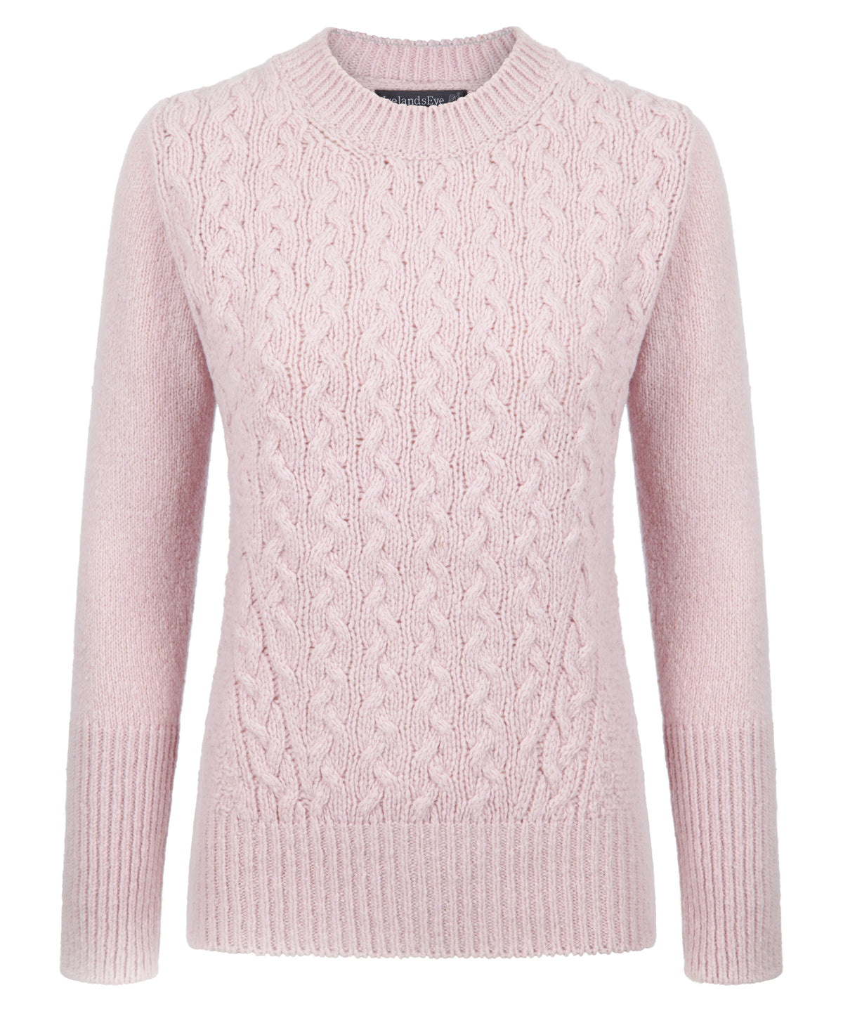The Kilcrea Cashmere Cable Round Neck Sweater Pink Mist
