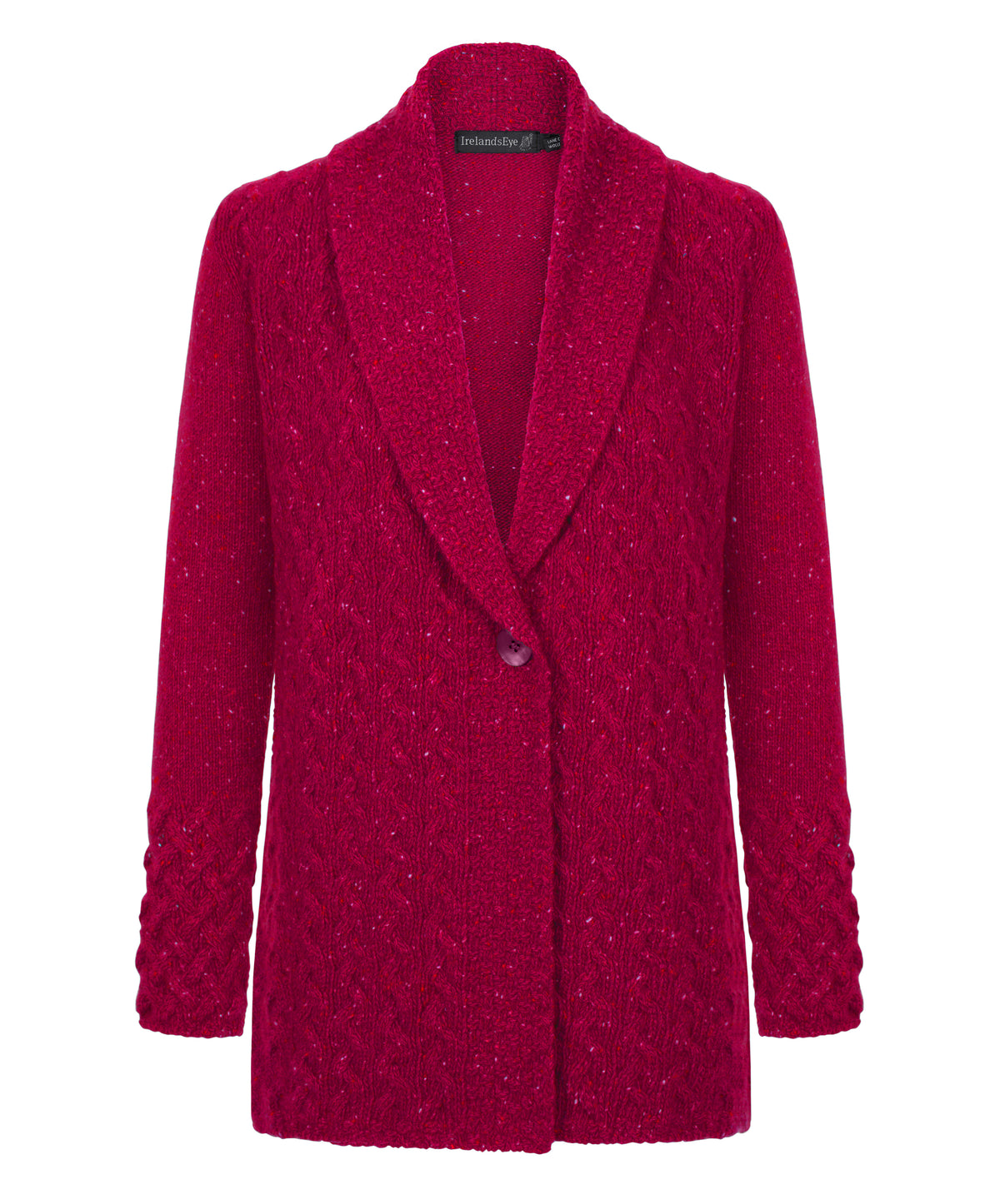 IrelandsEye Knitwear-Adare-Cable-On-Button-Cardigan_Bramble-Berry
