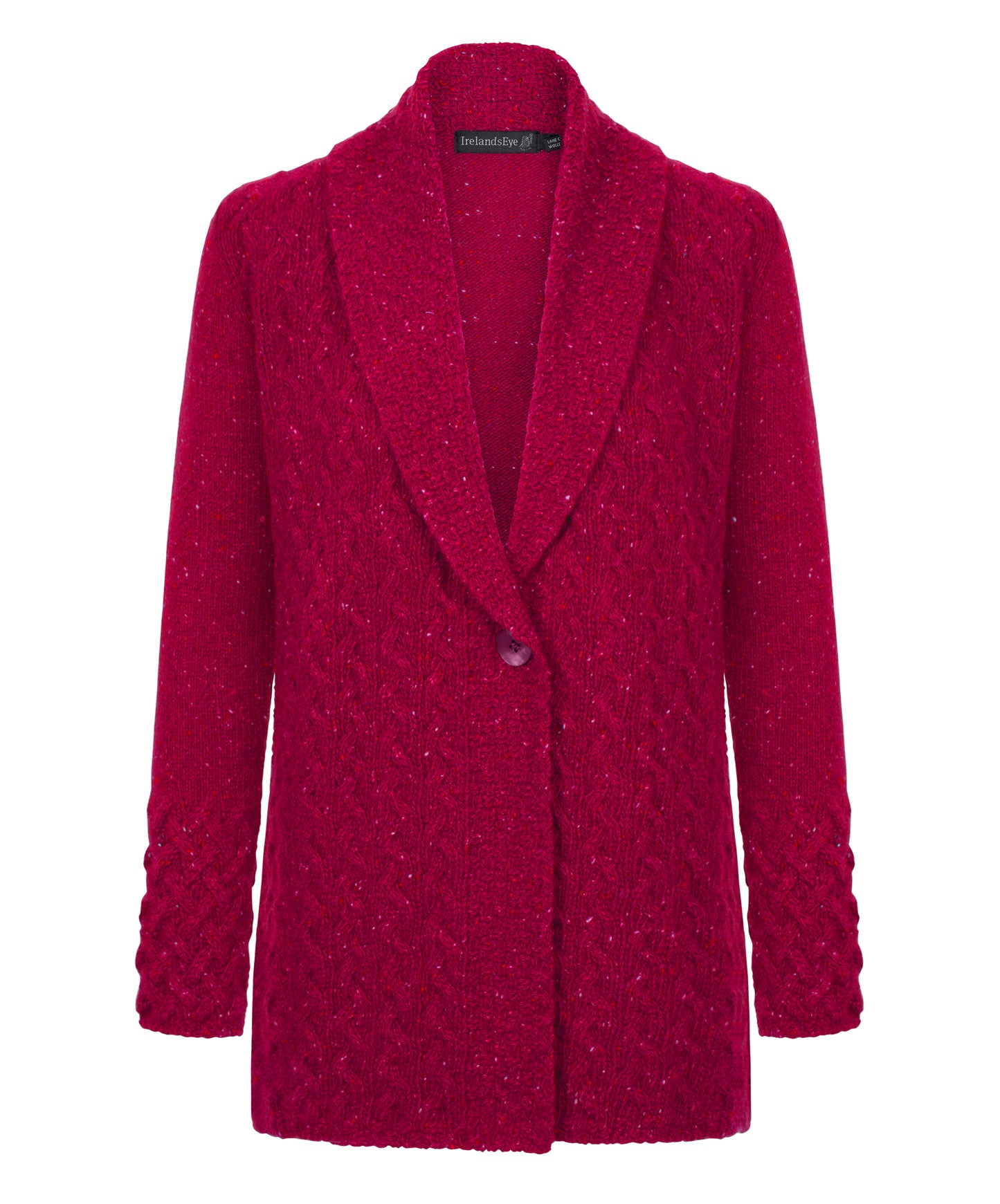 IrelandsEye Knitwear-Adare-Cable-On-Button-Cardigan_Bramble-Berry