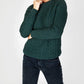 IrelandsEye Knitwear Cuileann Womens Aran Crew Neck Sweater Evergreen