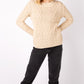 IrelandsEye Knitwear Spindle Aran Cable Neck Sweater in Oatmeal Marl