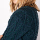 IrelandsEye Knitwear Bramble Aran Shawl Collar Sweater Atlantic Blue