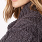 IrelandsEye Knitwear Bramble Aran Shawl Collar Sweater Steel Marl