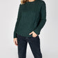 IrelandsEye Knitwear Fearnóg Womens Aran Crew Neck Sweater Evergreen