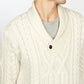 IrelandsEye Knitwear Dair Aran Shawl Collar Sweater in Natural Merino