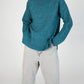 IrelandsEye Knitwear ‘Iris’ Contrast Panel Funnel Neck Sweater Aquamarine